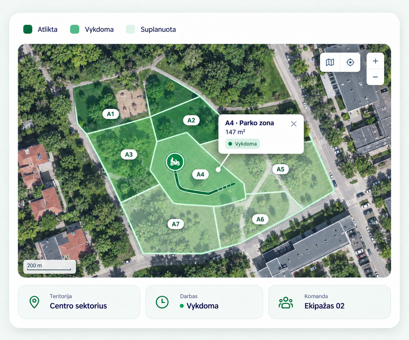 GreenRoute teritorijų valdymo žemėlapio demonstracija